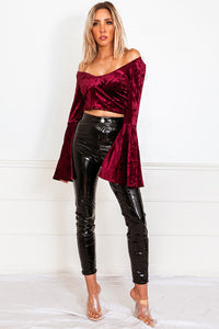 Bell-Sleeve Velvet Top