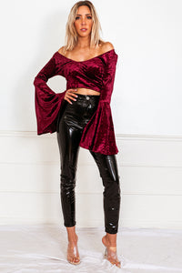 Bell-Sleeve Velvet Top