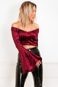 Bell-Sleeve Velvet Top