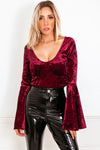 Bell-Sleeve Velvet Top