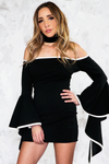 Off-Shoulder Dress with Ruffle Sleeve