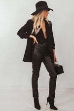 Faux Leather Pants With Contrast Binding