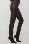 Faux Leather Pants With Contrast Binding