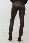 Faux Leather Pants With Contrast Binding