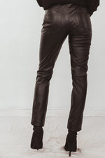 Faux Leather Pants With Contrast Binding