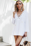 Lace-Up Beach Tunic - White /// ONLY 1-M LEFT/// - Haute & Rebellious