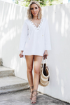 Lace-Up Beach Tunic - White /// ONLY 1-M LEFT/// - Haute & Rebellious