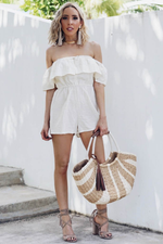 Off-Shoulder Ruffle Romper - Ivory /// Only 1-S Left /// - Haute & Rebellious