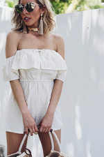 Off-Shoulder Ruffle Romper - Ivory /// Only 1-S Left /// - Haute & Rebellious