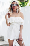 Off-Shoulder Ruffle Romper - Ivory /// Only 1-S Left /// - Haute & Rebellious