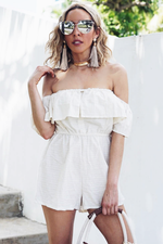 Off-Shoulder Ruffle Romper - Ivory /// Only 1-S Left /// - Haute & Rebellious