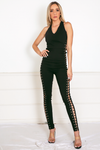 Side Lace-Up Jumpsuit - Black