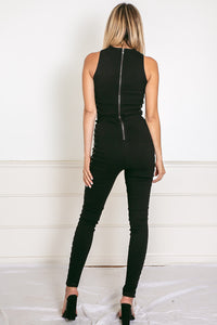 Side Lace-Up Jumpsuit - Black