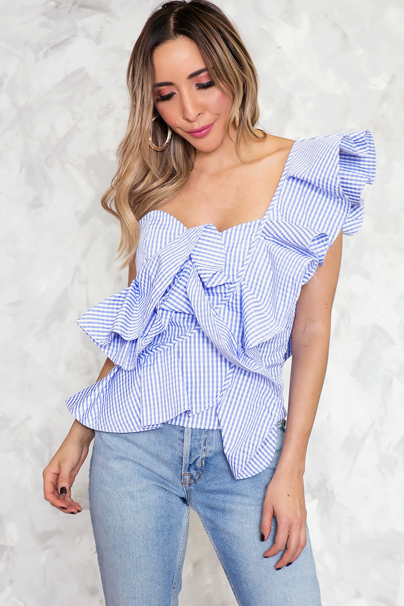 One Shoulder Top with Ruffle