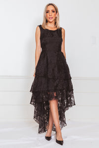 High-Low Lace Ruffle Dress