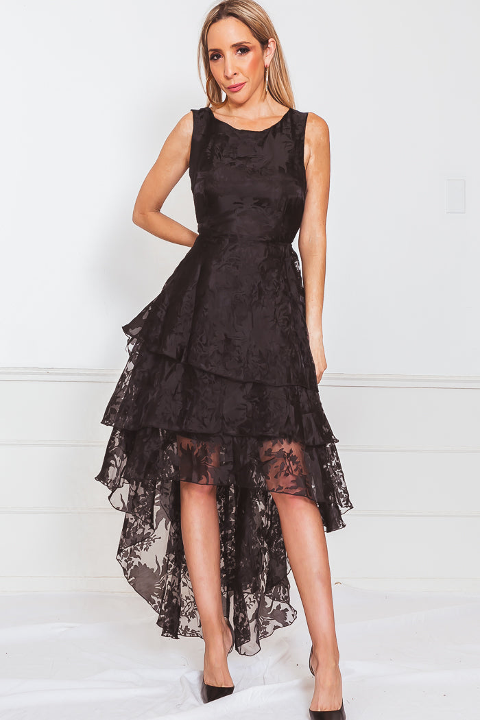 High-Low Lace Ruffle Dress