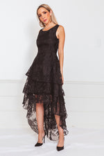 High-Low Lace Ruffle Dress