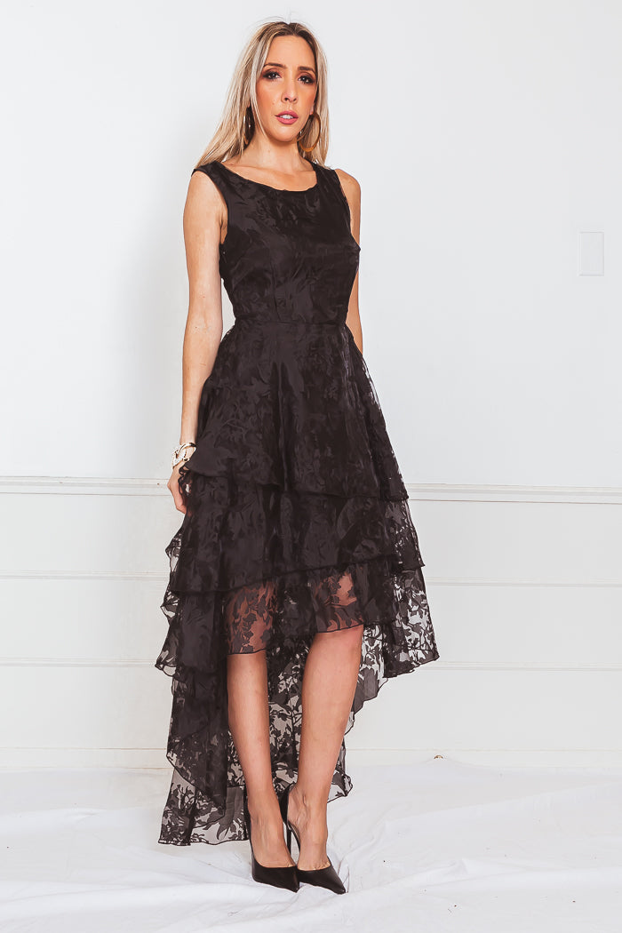 High-Low Lace Ruffle Dress M / Black / 04209 High-Low Lace Ruffle Dress M / Black / 04209
