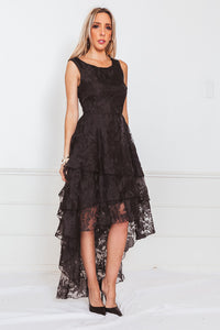 High-Low Lace Ruffle Dress