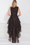 High-Low Lace Ruffle Dress