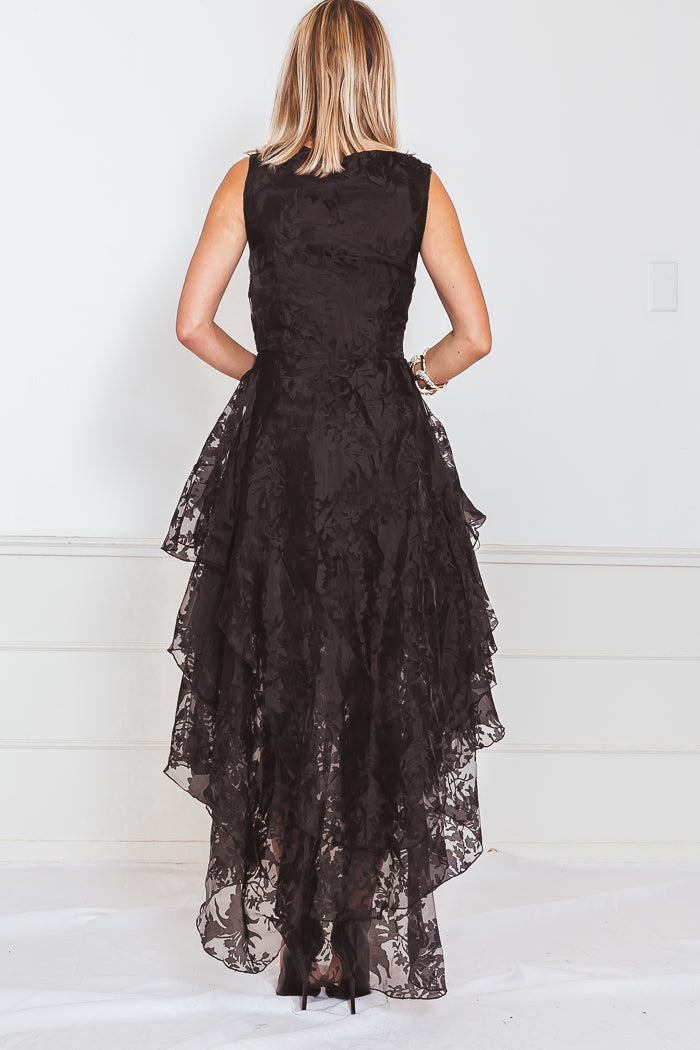 High-Low Lace Ruffle Dress