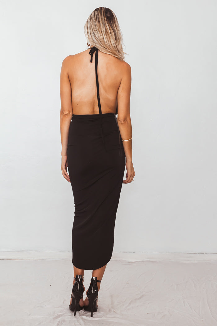 High-Slit Asymmetric Hem Dress