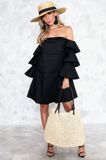 Talk About It Tiered Sleeve Dress - Black - Haute & Rebellious