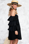 Talk About It Tiered Sleeve Dress - Black - Haute & Rebellious