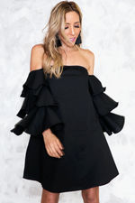 Talk About It Tiered Sleeve Dress - Black - Haute & Rebellious
