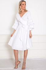 Wrap Mini Dress with Tie Waist - White