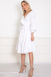 Wrap Mini Dress with Tie Waist - White