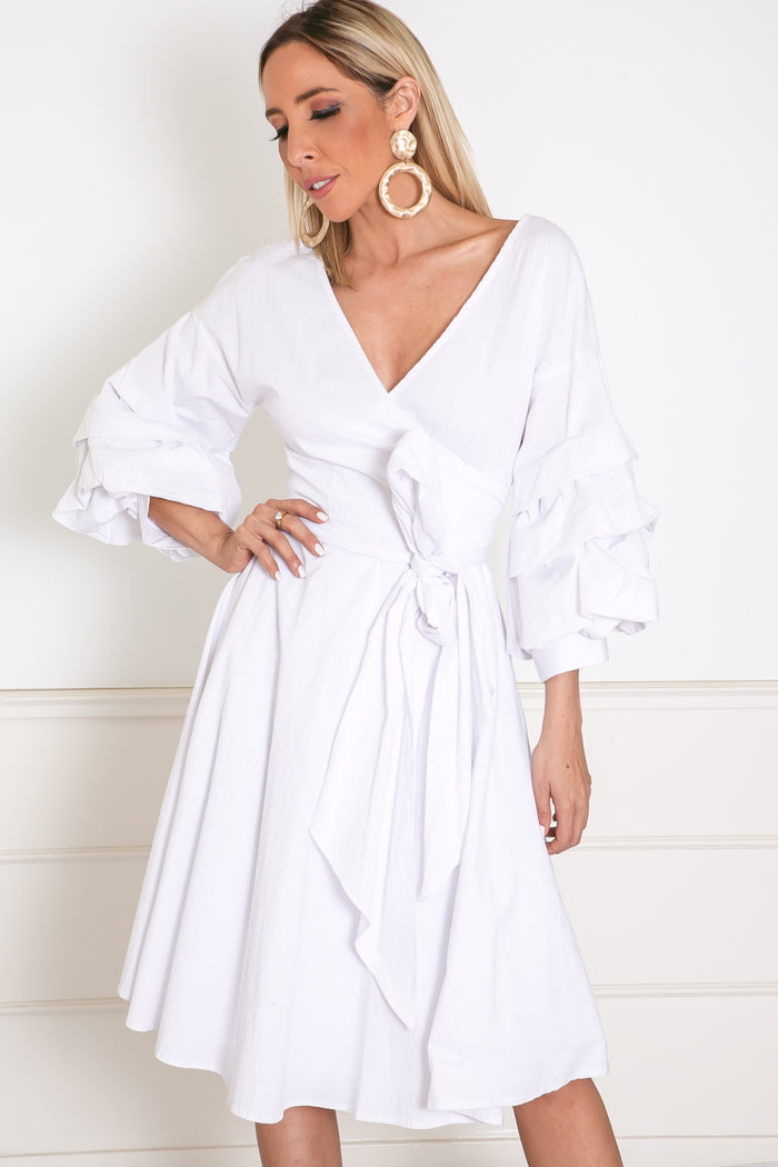 Wrap Mini Dress with Tie Waist