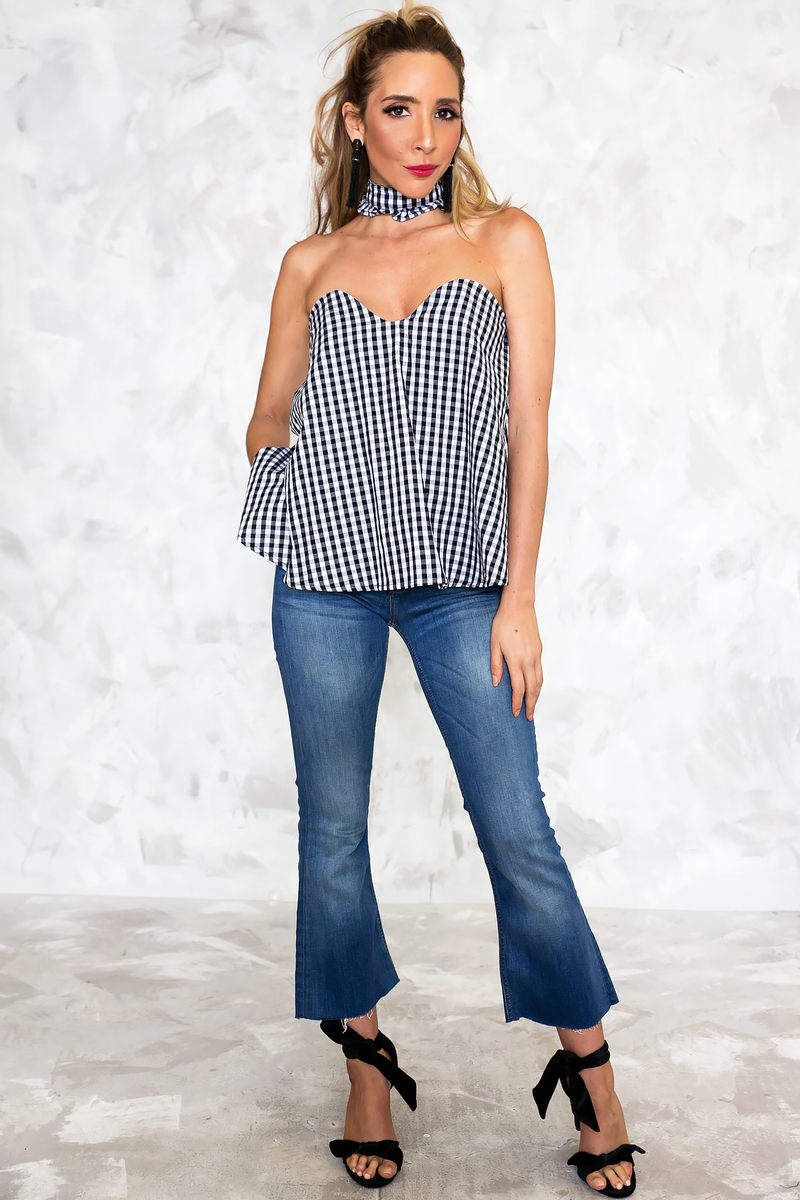 Hey Mama Gingham Top with Choker - Haute & Rebellious