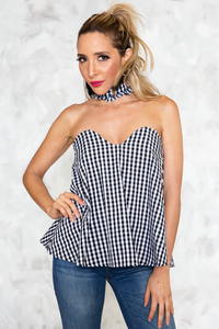 Hey Mama Gingham Top with Choker - Haute & Rebellious