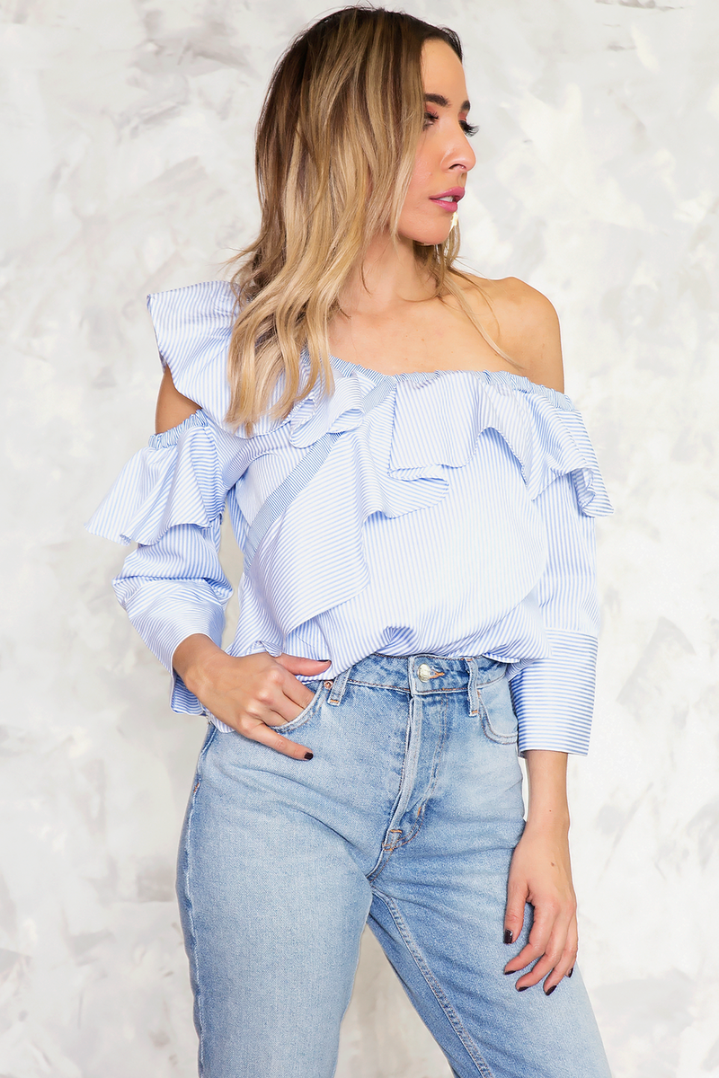 One-Shoulder Layered Ruffle Top