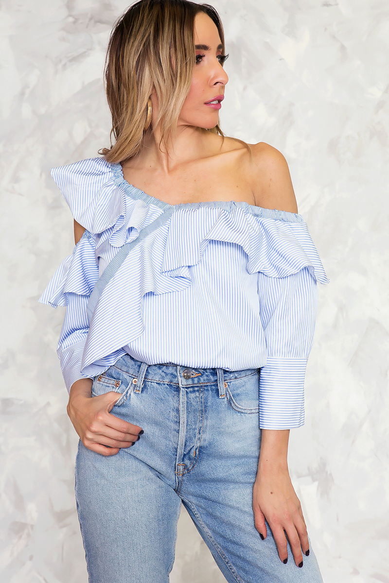 One-Shoulder Layered Ruffle Top