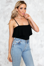 Can't Hide Ruffle Off-Shoulder Tee - Black - Haute & Rebellious
