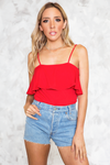 Can't Hide Ruffle Off-Shoulder Tee - Red - Haute & Rebellious