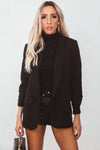 Shawl Collar Blazer with Ruched Sleeve - Black