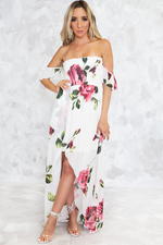 Make Nice Off-Shoulder Floral Midi - Haute & Rebellious