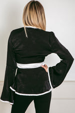 Satin Kimono Top with Tie Waist