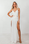 Double-Slit Maxi Dress with Straps - White