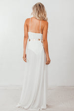 Double-Slit Maxi Dress with Straps - White