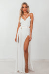 Double-Slit Maxi Dress with Straps - White