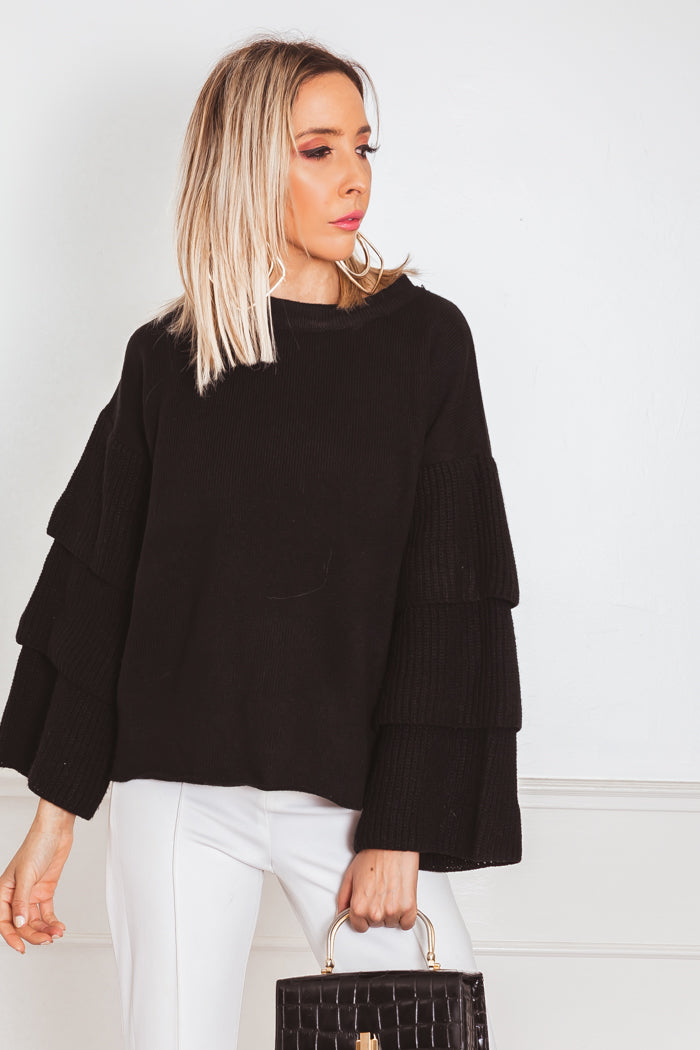 Ruffle Tiered Sleeve Sweater