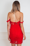 Lace Mini Dress with Lace-Up Front - Red