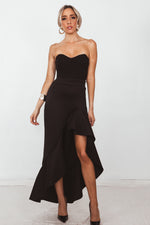 Ruffle Maxi Skirt with Asymmetric Hem