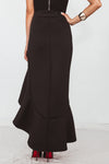 Ruffle Maxi Skirt with Asymmetric Hem