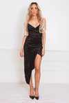 Velvet Dress with Asymmetric Hem