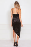 Velvet Dress with Asymmetric Hem